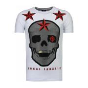 T-shirt Korte Mouw Local Fanatic Rough Player Skull Rhinestone
