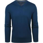 Sweater Suitable Merino Pullover V-Hals Indigo Blauw