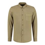 Overhemd Lange Mouw Dstrezzed Overhemd Garment Dyed Tencel Khaki