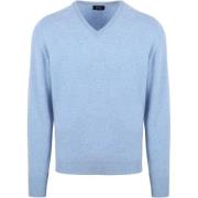 Sweater William Lockie V-Hals Lamswol Lichtblauw