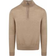 Sweater Suitable Merino Half Zip Trui Beige