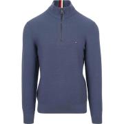 Sweater Tommy Hilfiger Half Zip Trui Structuur Blauw