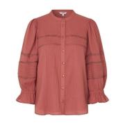 Blouse Mbym Roze blouse met ruches en opengewerkte details Dai