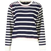 Sweater Desigual Gestreepte gebreide trui voor dames - Navy White