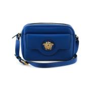 Schoudertas Versace La Medusa Blauwe Leren Schoudertas