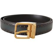 Riem D&amp;G Opvallende geperforeerde leren riem met messing metalen g...