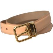 Riem D&amp;G beige leren riem voor dames met gouden gesp