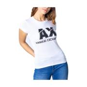 Overhemd EAX AX Rhinestone Logo TShirt voor Dames - Wit