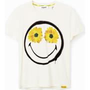 Overhemd Desigual Dames Smile T-Shirt Wit