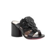 Sandalen Dee Ocleppo Floral Mule zwarte leren sandalen