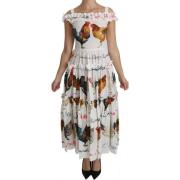 Jurk D&amp;G maxi-jurk met off-shoulder hanenprint