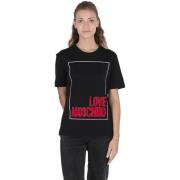 T-shirt Love Moschino Katoenen T-shirt in zwart