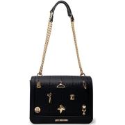 Tas Love Moschino Zwarte effen schoudertas met ritssluiting