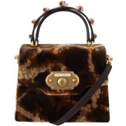 Handtas D&amp;G Devotion kleine fluwelen tas met girafprint