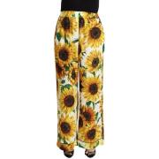 Broek D&amp;G Zonnebloemprint middelhoge taille broek met wijde pijpen