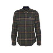 Overhemd Lange Mouw Barbour Shirt Portdown Tailored - Olive