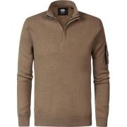 Sweater Petrol Industries Half Zip Trui Melange Bruin