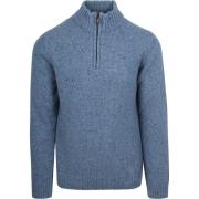 Sweater Suitable Half Zip Trui Tweed Wol Blend Blauw