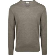 Sweater Profuomo Pullover V-Hals Merinowol Groen