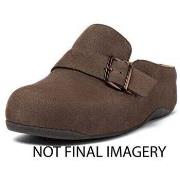 Slippers FitFlop SHUV BUCKLE-STRAP NUBUCK CLOGS CHOCOLATE BROWN