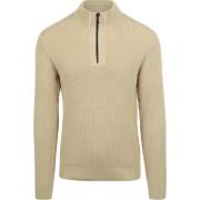 Sweater No Excess Half Zip Trui Structuur Melange Beige