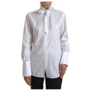 Overhemd D&amp;G Womens White Poplin Overhemd met Stropdas Hals