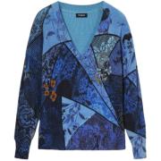 Fleece Jack Desigual VNeck Gebreide Trui Patchwork Print