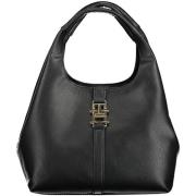 Handtas Tommy Hilfiger Womens Pebbled Leren Hobo Bag Zwart