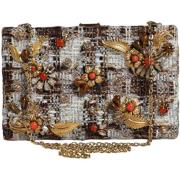 Schoudertas D&amp;G Tweed Floral Clutch Crossbody Tas met Gouden Detai...