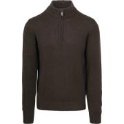 Sweater New Zealand Auckland NZA Half Zip Trui Wolmix Adan Donkerbruin