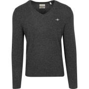 Sweater Gant Pullover V-Hals Woolblend Antraciet