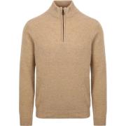 Sweater Suitable Half Zip Trui Wol Beige