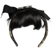 Haar accesoires D&amp;G Zwarte Strik Haarclip Glitter Hoofdband