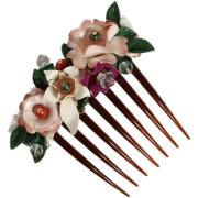 Broche D&amp;G Bloemen haarkam bruin hars haaraccessoire