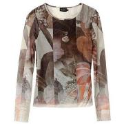 Overhemd Desigual Mesh Top Abstracte Print Lange Mouw