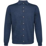 Overhemd Lange Mouw R2 Amsterdam Knitted Pull Shirt Merino Donkerblauw