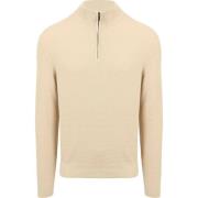 Sweater Suitable Structure Half Zip Trui Sand