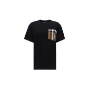 Overhemd Burberry Katoenen T-shirt met geribbelde ronde hals en opgest...