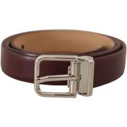 Riem D&amp;G Leren Riem Bruin Zilver Gesp