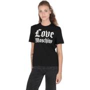 T-shirt Love Moschino Gothic Logo Tee Korte Mouwen Ronde Hals