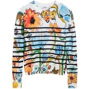 Fleece Jack Desigual Gebreide trui met bloemenstreep