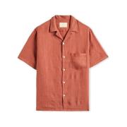 Overhemd Lange Mouw Portuguese Flannel Linen Camp Collar Shirt - Terra...