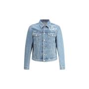 Trainingsjack Gucci Double G Denim Jacket met Patch en Paspelzakken