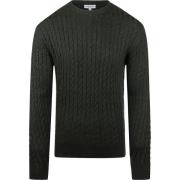 Sweater Mcgregor Kabeltrui Merinowol Melange Donkergroen