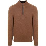 Sweater State Of Art Half Zip Trui Melange Camel Bruin