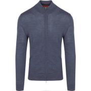 Sweater Suitable Cardigan Merino Denim Blauw