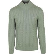 Sweater Gant Half-Zip Pullover Cable Groen