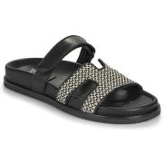 Slippers Exé Shoes 966-KIMOLOS-LEATHER-BEIGE-BLACK