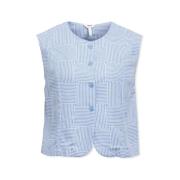 Blouse Object Aya Vest - White/Cornflower