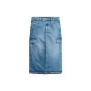 Rok Superdry Jupe en jean mi-longue à poche cargo femme